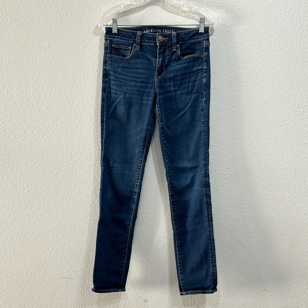 American Eagle Blue Skinny Fit Mid Rise Jeans 4L
